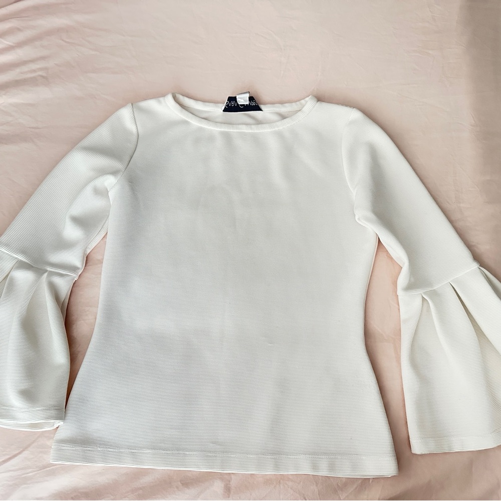 Sara Campbell White Bell Sleeve Blouse